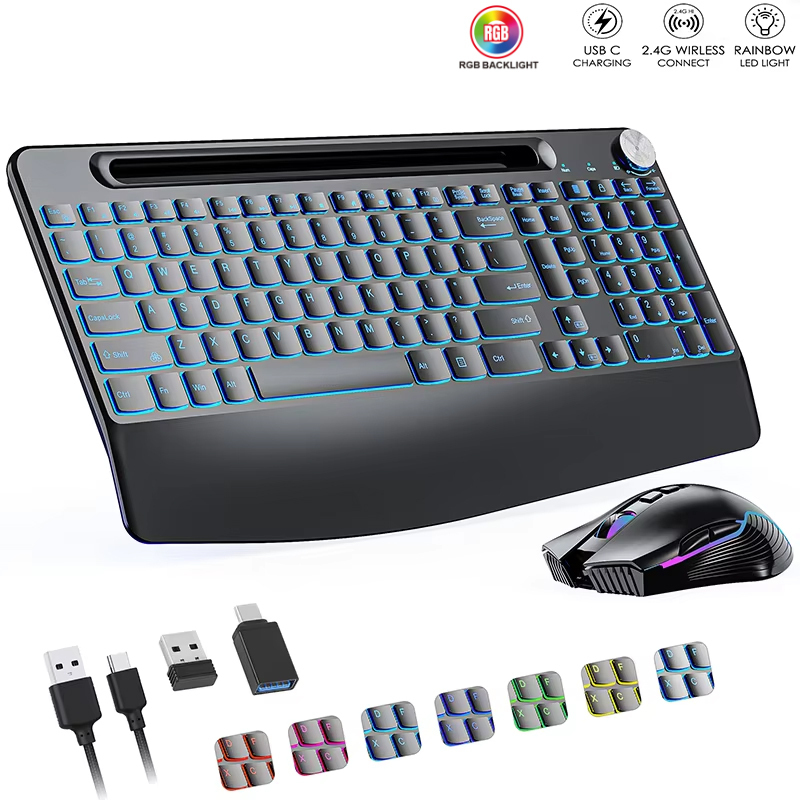 Gaming Keyboard And Mouse Combo Wireless - 2,4 G & Typ-C kabellose Tastatur-Maus-Kombination