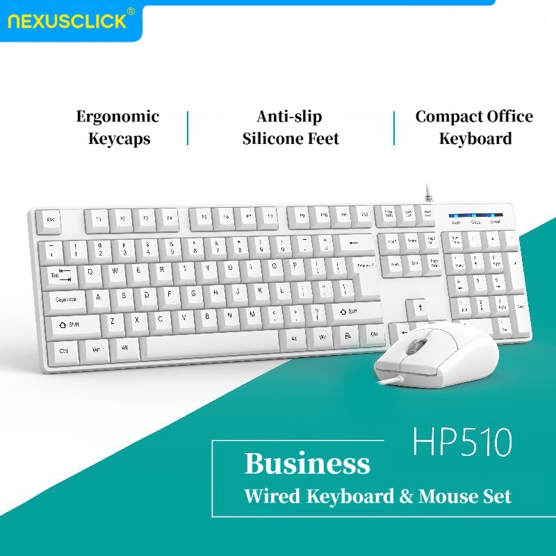 Gaming Keyboard Expensive - NexusClick Kabelgebundenes Büro-Tastatur-Maus-Set, Robustes Ergonomisches Preisgünstiges