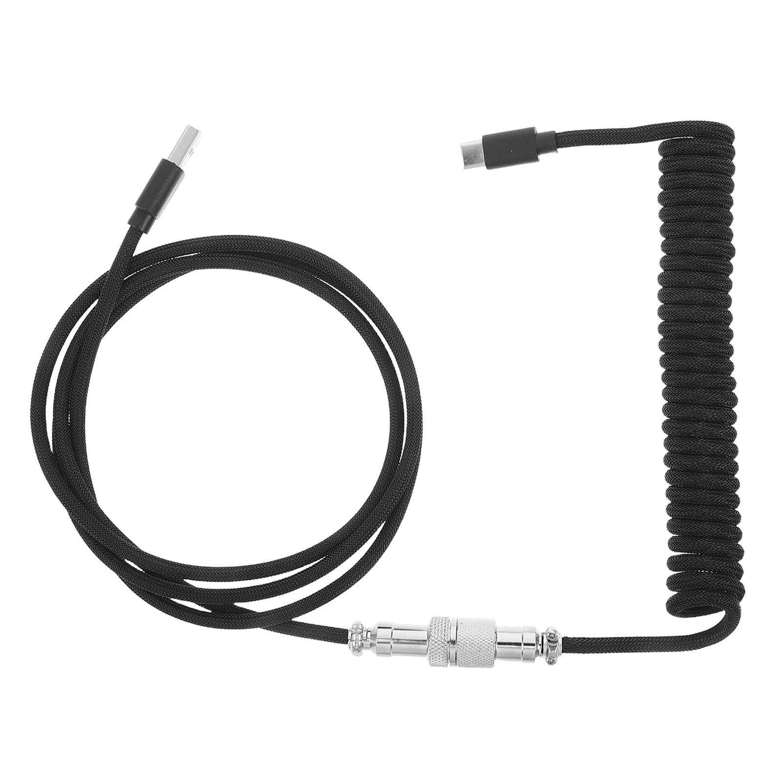 Gaming Keyboard Extension - Mechanisches Tastatur-Spiralkabel Geflochtenes USB-C-Kabel mit Aviation-Stecker