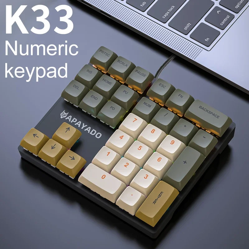 Gaming Keyboard Half - K33 Kabelgebundener mechanischer Ziffernblock mit mehrfarbigen