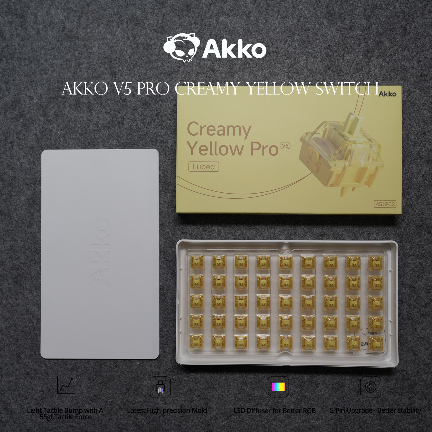 Keyboard Lube Kit - Akko V5 Pro cremegelber Schalter, 5-polig,