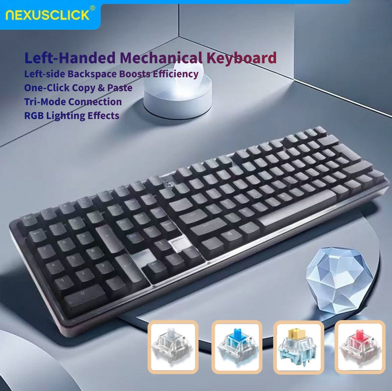 Gaming Keyboard Number Pad - NexusClick Ergonomische Linkshändige Gebrauchte Mechanische Tastatur,